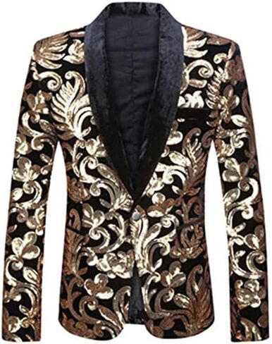 Mens Sequin Suits Tuxedo Jacket Party Show Punk Prom Stage Blazer Premium Dress Jacket in Saudi Arabia
