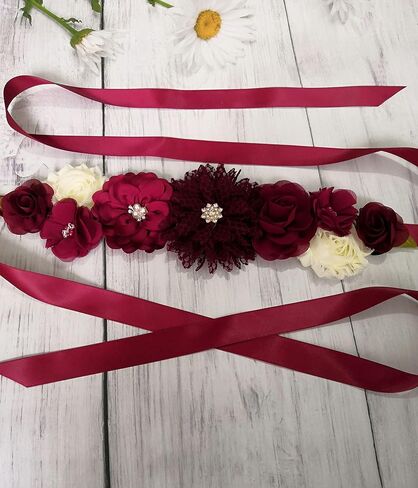 Oyabridal Maternity Flower Sash Belt Baby Shower for Mommy Pregnant Sash with Flowers in Kuwait