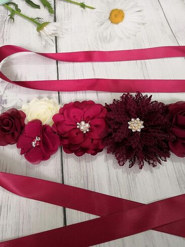 Oyabridal Maternity Flower Sash Belt Baby Shower for Mommy Pregnant Sash with Flowers in Kuwait