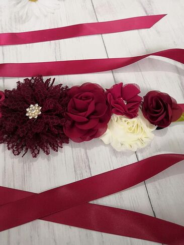 Oyabridal Maternity Flower Sash Belt Baby Shower for Mommy Pregnant Sash with Flowers in Kuwait