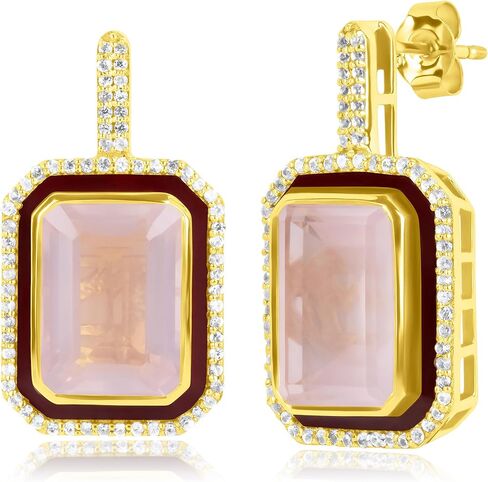 أقراط متدلية كبيرة من الأحجار الكريمة مع لمسات من المينا والياقوت الأبيض | أقراط من الذهب عيار 14 قيراط مضادة للحساسية فوق أقراط من الفضة الاسترليني من MAX + STONE in Kuwait