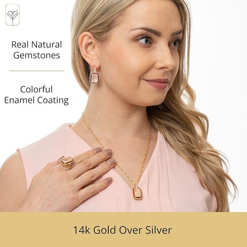 أقراط متدلية كبيرة من الأحجار الكريمة مع لمسات من المينا والياقوت الأبيض | أقراط من الذهب عيار 14 قيراط مضادة للحساسية فوق أقراط من الفضة الاسترليني من MAX + STONE in Kuwait