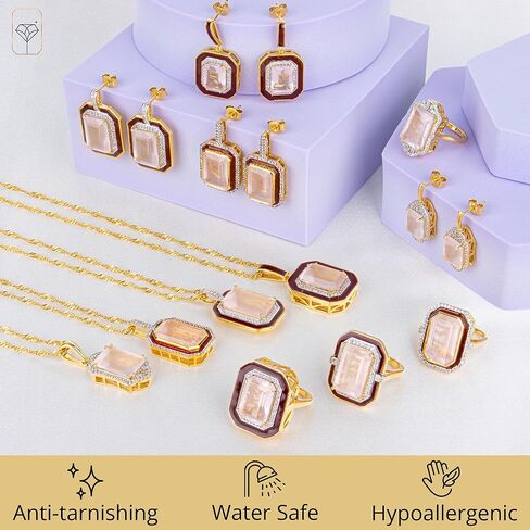 أقراط متدلية كبيرة من الأحجار الكريمة مع لمسات من المينا والياقوت الأبيض | أقراط من الذهب عيار 14 قيراط مضادة للحساسية فوق أقراط من الفضة الاسترليني من MAX + STONE in Kuwait