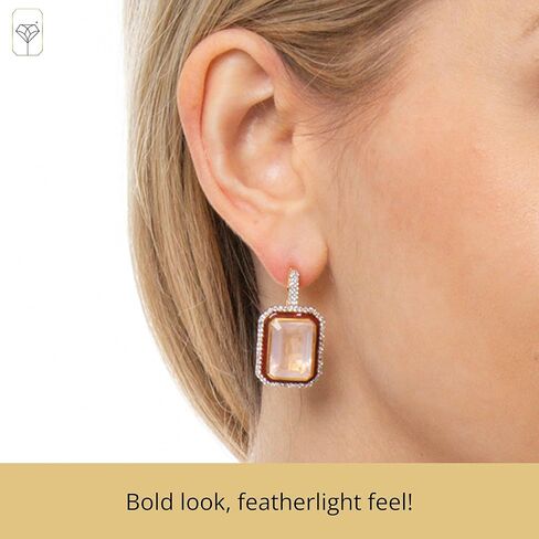 أقراط متدلية كبيرة من الأحجار الكريمة مع لمسات من المينا والياقوت الأبيض | أقراط من الذهب عيار 14 قيراط مضادة للحساسية فوق أقراط من الفضة الاسترليني من MAX + STONE in Kuwait