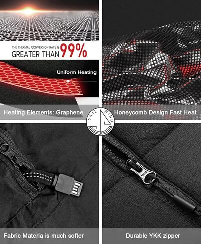 سترة Sailwind للرجال خفيفة الوزن قابلة للتدفئة سترة كهربائية ذكية قابلة لإعادة الشحن مع غطاء رأس قابل للإزالة (البطارية متضمنة) in Kuwait