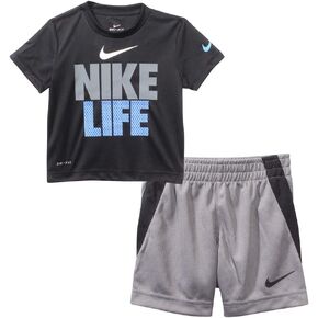 Nike Toddler Boy's T-Shirt & Shorts 2PC Set Dri-FIT Life Smoke Grey Sz: 4T in Saudi Arabia