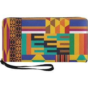 Howilath Blue Butterfly Pattern Zip Around Women Wallet with Coin Pockets, with Wristlet Clutch Phone Bags Travel Purse