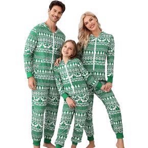 Valossie Christmas Pajamas for Family Matching Pjs Set Hoodie Zipper Christmas Onesies for Adults Kids Holiday Xmas