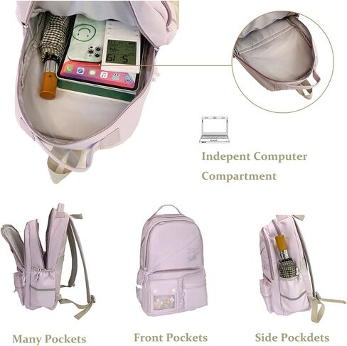 AFGWK حقيبة ظهر لطيفة للفتيات في المدارس والأطفال حقيبة مدرسية جمالية حقيبة ظهر بيضاء للنساء للسفر والكمبيوتر المحمول وحقائب كتب الأطفال in Kuwait
