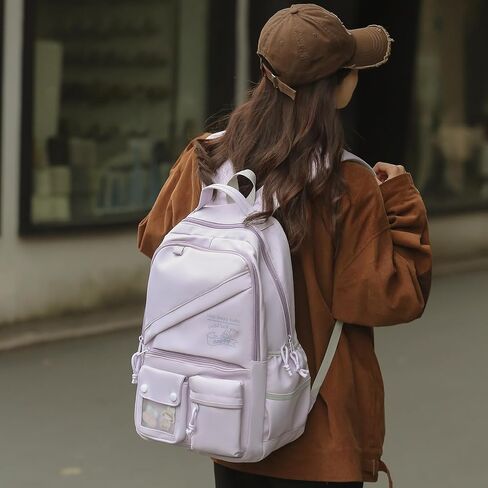 AFGWK حقيبة ظهر لطيفة للفتيات في المدارس والأطفال حقيبة مدرسية جمالية حقيبة ظهر بيضاء للنساء للسفر والكمبيوتر المحمول وحقائب كتب الأطفال in Kuwait