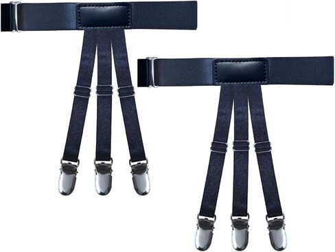 قميص رجالي من WannGe يبقى قابل للتعديل، حامل قمصان رباط قميص مرن مع مشابك قفل مضادة للانزلاق، زوج واحد in Kuwait