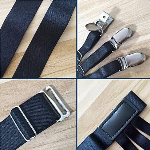 قميص رجالي من WannGe يبقى قابل للتعديل، حامل قمصان رباط قميص مرن مع مشابك قفل مضادة للانزلاق، زوج واحد in Kuwait