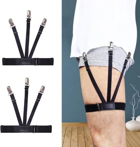 قميص رجالي من WannGe يبقى قابل للتعديل، حامل قمصان رباط قميص مرن مع مشابك قفل مضادة للانزلاق، زوج واحد in Kuwait