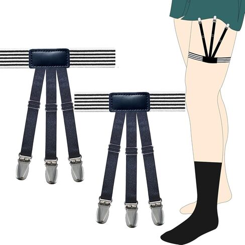 قميص رجالي من WannGe يبقى قابل للتعديل، حامل قمصان رباط قميص مرن مع مشابك قفل مضادة للانزلاق، زوج واحد in Kuwait