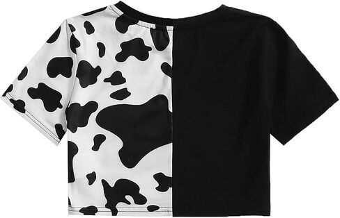 Floerns Girls Summer Print Short Sleeve Round Neck Crop Tops Tee Shirts in Kuwait