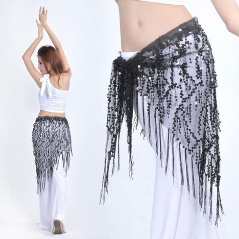 Belly Dance Hip Scarf Sequin Triangle Skirt in Kuwait