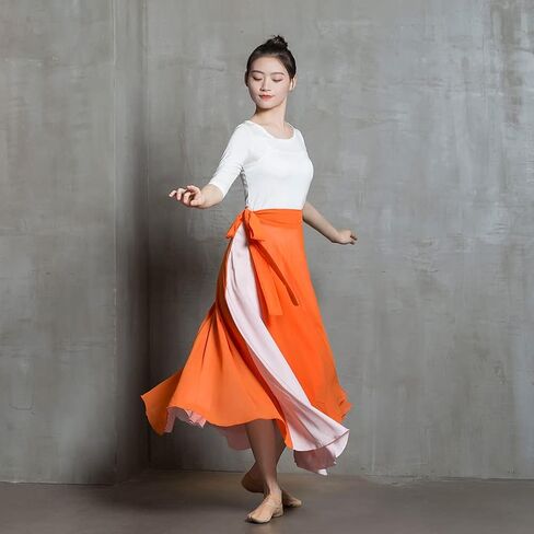 ROYAL SMEELA Women Lyrical Dance Skirt Long Ballet Wrap Skirt Flowy Maxi Skirts for Ballerina Modern Contemporary Dance Skirt in Saudi Arabia