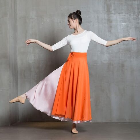 ROYAL SMEELA Women Lyrical Dance Skirt Long Ballet Wrap Skirt Flowy Maxi Skirts for Ballerina Modern Contemporary Dance Skirt in Saudi Arabia
