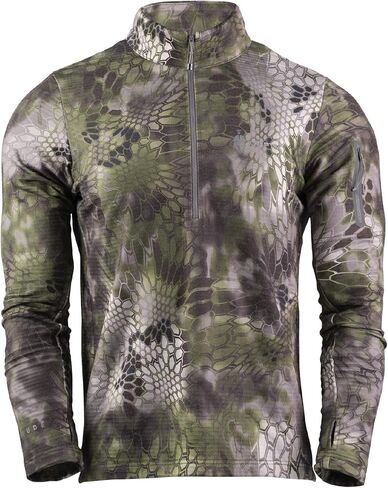 Kryptek Men’s Arma Fleece Half Zip, Stealthy Camo, Performance Long Sleeve with Merino Wool Backer for temperature regulation in Kuwait
