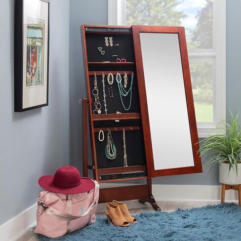 Powell Sliding Jewelry Armoire, Cherry 21.5 x 60 x 16 in Kuwait