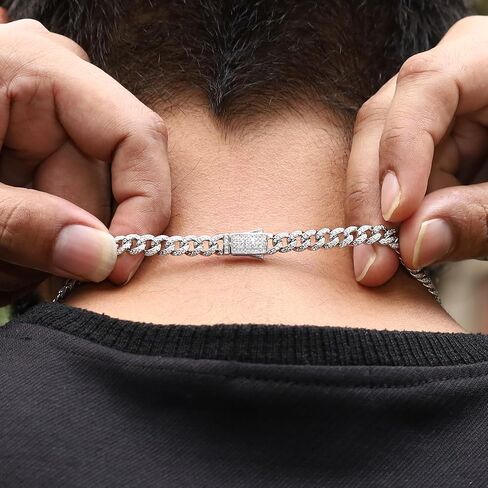 SAVEARTH DIAMONDS 5.80 Ct to 10.90 Ct Lab Created Moissanite Diamond 6MM Width Cuban Link Chain Necklace For Men In 14k Gold Over 925 Sterling Silver, 16" to 30" Length, Valentine's Day Gift For Him in Saudi Arabia