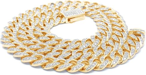 SAVEARTH DIAMONDS 5.80 Ct to 10.90 Ct Lab Created Moissanite Diamond 6MM Width Cuban Link Chain Necklace For Men In 14k Gold Over 925 Sterling Silver, 16" to 30" Length, Valentine's Day Gift For Him in Saudi Arabia
