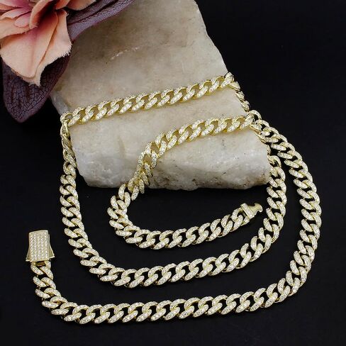 SAVEARTH DIAMONDS 5.80 Ct to 10.90 Ct Lab Created Moissanite Diamond 6MM Width Cuban Link Chain Necklace For Men In 14k Gold Over 925 Sterling Silver, 16" to 30" Length, Valentine's Day Gift For Him in Saudi Arabia
