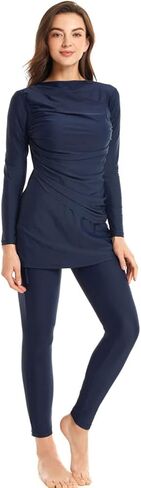 IKADEX Modest Swimsuit for Women Muslim Burkini Islamic Full Body Long Sleeve Swim Top Pants Hijab 3pcs in Saudi Arabia