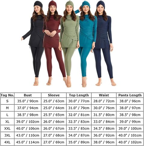 IKADEX Modest Swimsuit for Women Muslim Burkini Islamic Full Body Long Sleeve Swim Top Pants Hijab 3pcs in Saudi Arabia
