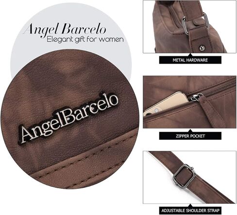 محفظة وحقائب يد كروس من Angel Barcelo للنساء، حقيبة كتف من الجلد فائق النعومة وحقائب كتف للفتيات in Kuwait
