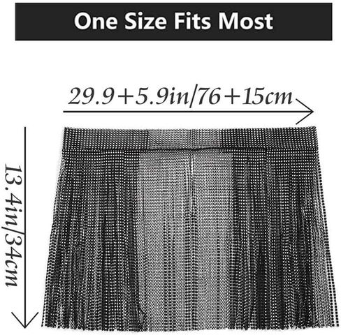 Barode Belly Dance Hip Skirt Sparkly Rhinestones Tassel Scarf Crystals Costume Hip Scarf Belt Tribal Fringe Performance Outfits Skirt Festival for Women and Girls Black in Kuwait