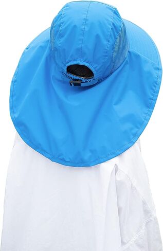 قبعة شمسية للأطفال مع غطاء للرقبة - للجنسين قابل للتعديل بحافة عريضة للصيف بعامل حماية من أشعة الشمس 50+ دلو شبكي للحماية من الشمس للأعمار من 4 إلى 12 عامًا in Kuwait