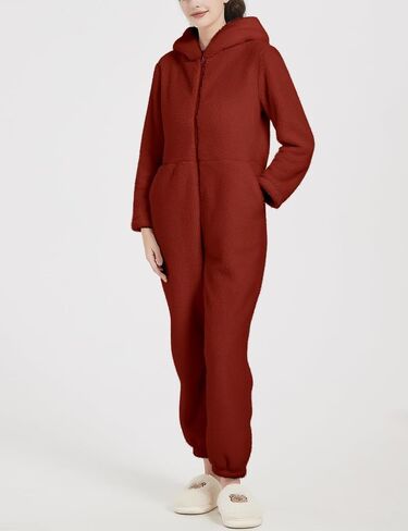 PEHMEA Women's Onesie Pajamas Sherpa Plush Hooded Romper Cozy Winter Sleepwear Holiday Party One Piece PJs for Adults, Teens in Saudi Arabia