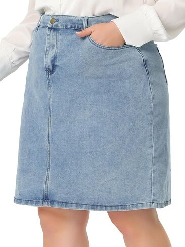 Agnes Orinda Plus Size Jean Short Skirt for Women Classic Basic Denim Pencil Skirt with Pocket in Saudi Arabia