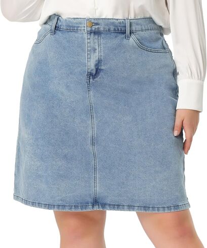 Agnes Orinda Plus Size Jean Short Skirt for Women Classic Basic Denim Pencil Skirt with Pocket in Saudi Arabia