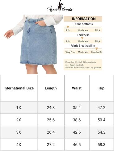 Agnes Orinda Plus Size Jean Short Skirt for Women Classic Basic Denim Pencil Skirt with Pocket in Saudi Arabia