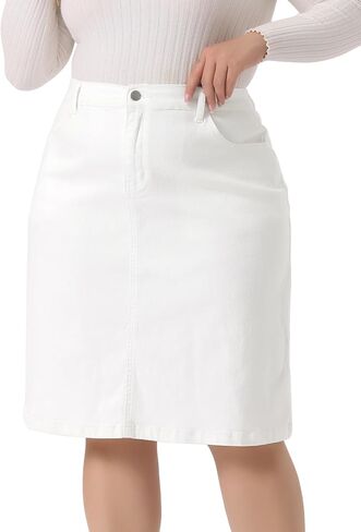 Agnes Orinda Plus Size Jean Short Skirt for Women Classic Basic Denim Pencil Skirt with Pocket in Saudi Arabia