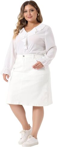 Agnes Orinda Plus Size Jean Short Skirt for Women Classic Basic Denim Pencil Skirt with Pocket in Saudi Arabia
