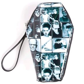 حقيبة يد نسائية بتصميم مشاهد فيلم من يونيفيرسال مونسترز فرانكنشتاين والعروس مزينة بالبلاط بسحاب حول المحفظة, متعدد الألوان in Kuwait