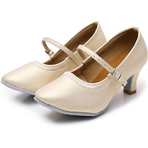 Aryatrion Women's Dance Shoes Ankle Strap Heels Shoes Wedding Ballroom Latin Modern Dance Pumps Soft Leather 7 CM Heels