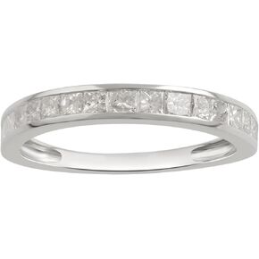 مجموعة قناة DiamondMuse من خاتم الزفاف الماسي بقطع الأميرة من الذهب عيار 10 قيراط (1/4-1.00 Cttw، لون J-K، وضوح I3) مجوهرات للنساء