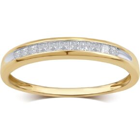 مجموعة قناة DiamondMuse من خاتم الزفاف الماسي بقطع الأميرة من الذهب عيار 10 قيراط (1/4-1.00 Cttw، لون J-K، وضوح I3) مجوهرات للنساء