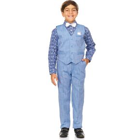 Vittorino Boy's Linen Look 4 Piece Suit Set with Vest Pants Shirt and Tie in Saudi Arabia
