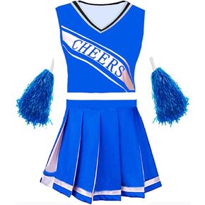 Colorful House Womens Sexy Cheerleader Costume Fancy School Uniform Dress+Pom Poms