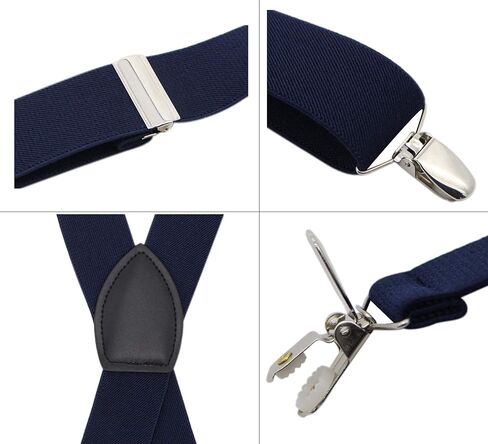 حمالات الرجال من Bioterti عريضة على شكل حرف X و4 مشابك - رائعة للمناسبات غير الرسمية والرسمية in Kuwait