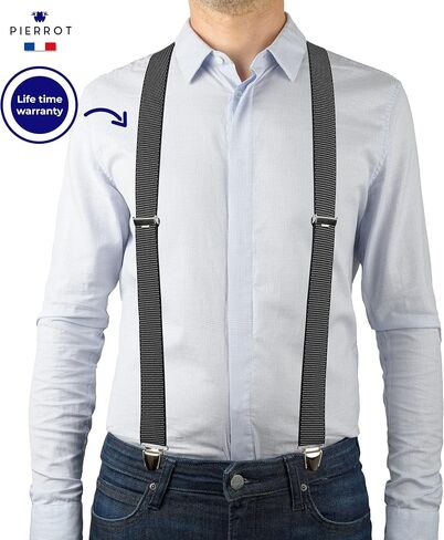 PIERROT Suspenders for Men with Very Strong Clips - One Size Adjustable - Braces for Men Trousers Heavy Duty in Saudi Arabia