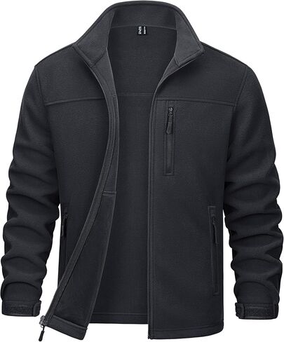MAGCOMSEN Men's Winter Zip Up Polar Fleece Jacket Stand Collar Active Golf Jackets with 3 Pockets in Saudi Arabia