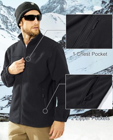 MAGCOMSEN Men's Winter Zip Up Polar Fleece Jacket Stand Collar Active Golf Jackets with 3 Pockets in Saudi Arabia