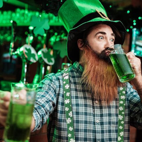 FGSS St-Patricks-Day Accessories Shamrock-Suspenders for Men - Adjustable Elastic Y Shape Braces with Clips in Saudi Arabia