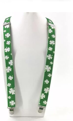 FGSS St-Patricks-Day Accessories Shamrock-Suspenders for Men - Adjustable Elastic Y Shape Braces with Clips in Saudi Arabia